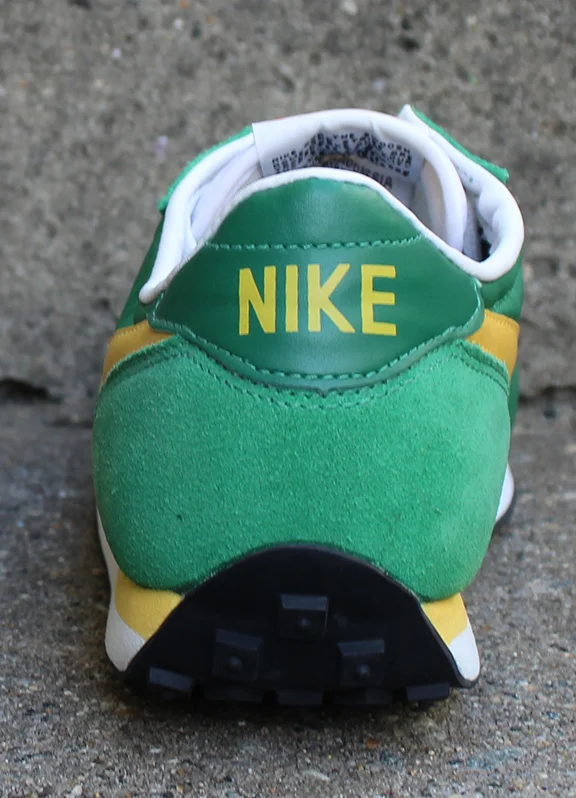 Nike Waffle Trainer Pine Green and yellow.
