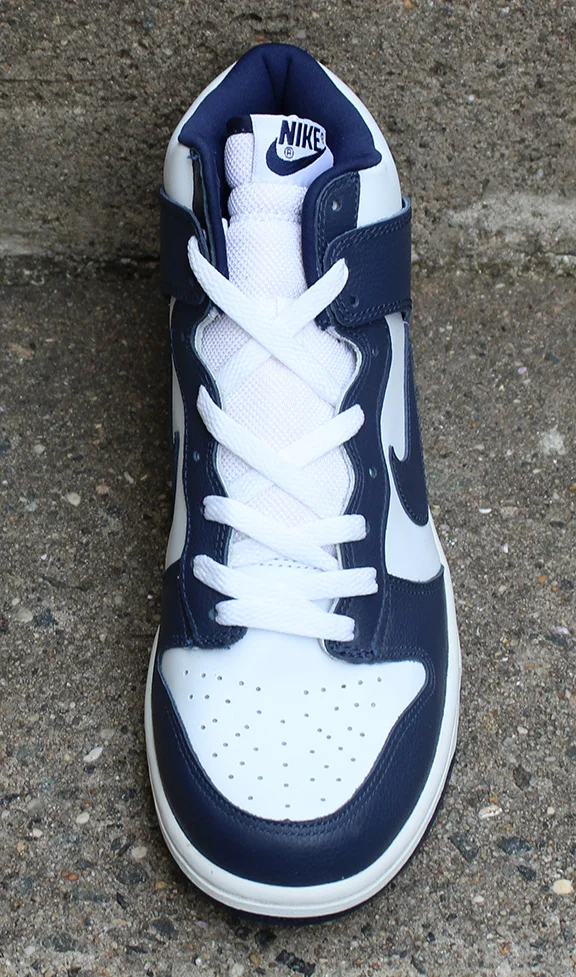 Nike Dunk High in white and midnight navy leather