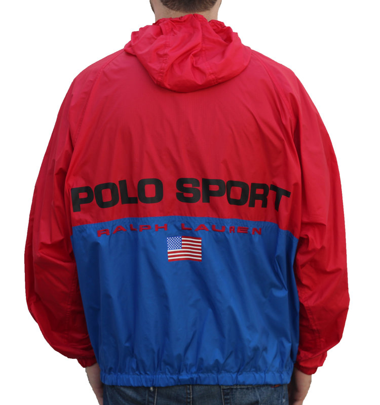 Vintage Polo Sport Ralph Lauren Red / Blue Spell Out Windbreaker (Size ...
