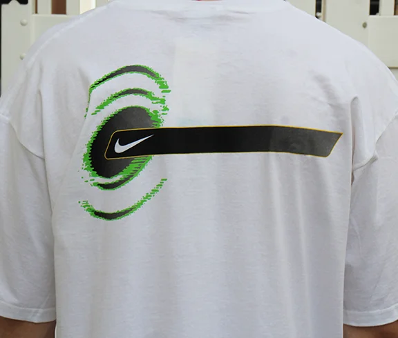 Vintage Nike Reflective Gradient Graphic White / Black / Green T Shirt 