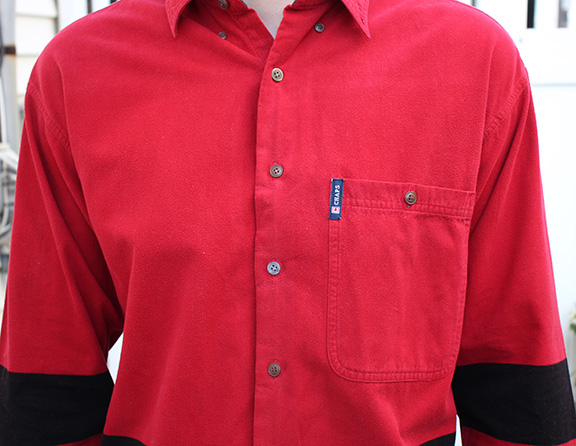 Vintage 90s Chaps Ralph Lauren black and red striped shirt.