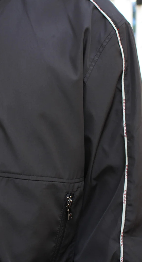 Prada logo trim Cafe Racer jacket