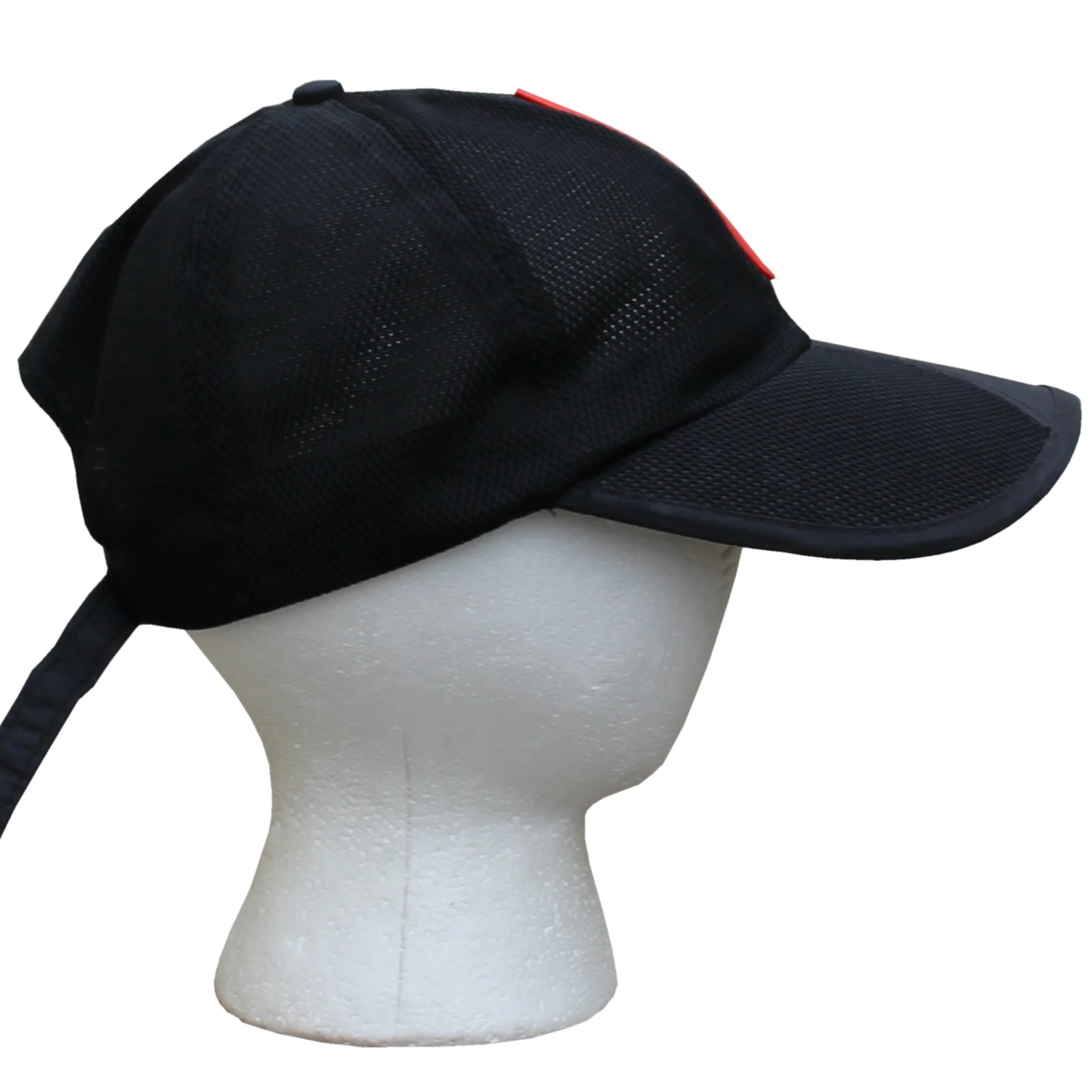 Prada Black / Red Mesh Nylon Strap Back Hat