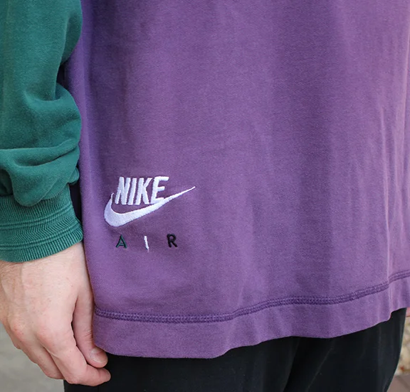 Vintage Nike Purple / Green Color Block Pull Over Sweatshirt