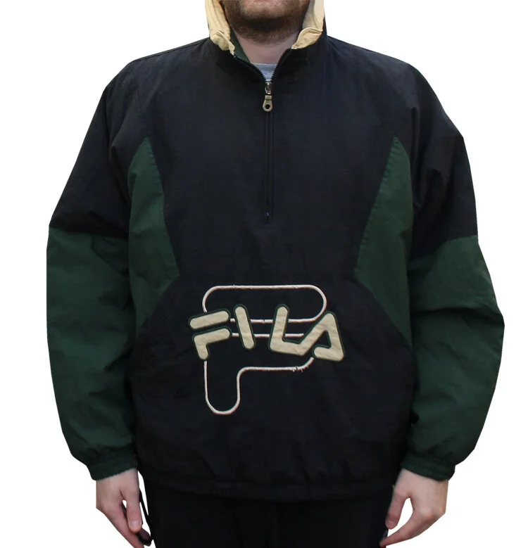 Vintage Fila Green Black Beige Embroidered Half Zip Winter