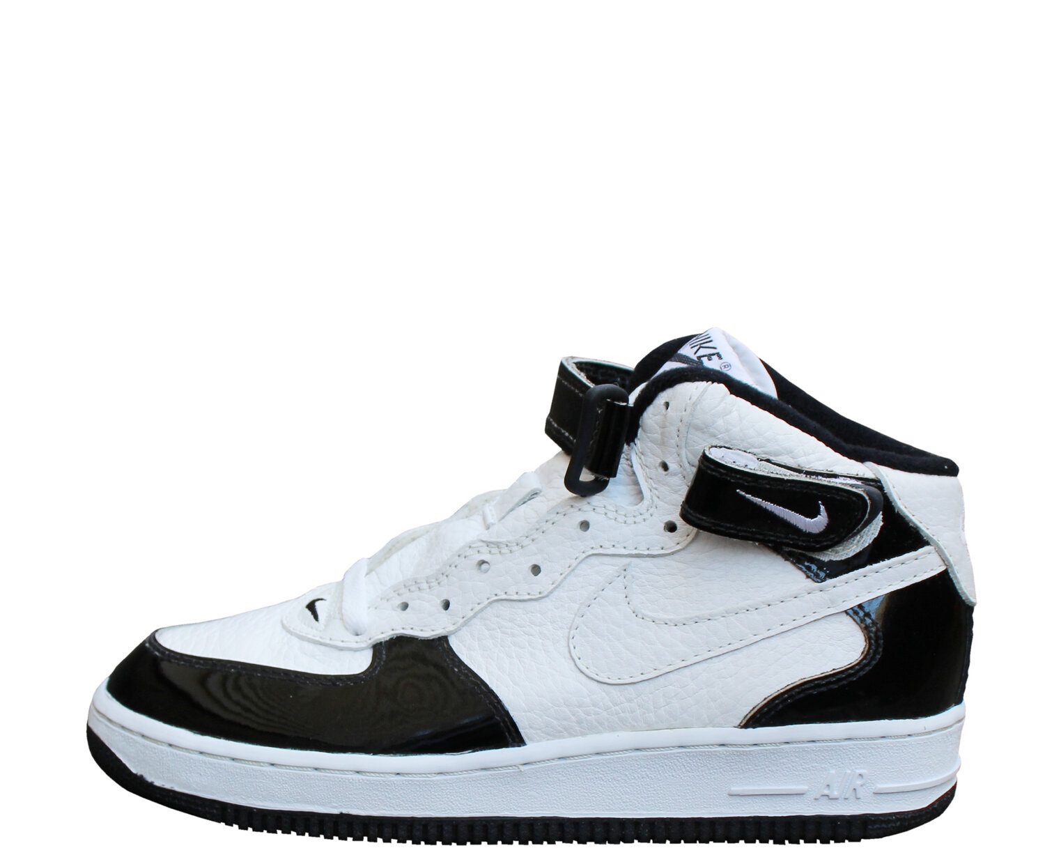 Kids Vintage Nike Air Force Mid SC Black / White Patent Leather (Size 4.5) DS — Roots