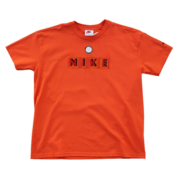 Women's Vintage Nike Orange Box Logo T Shirt NWT Roots