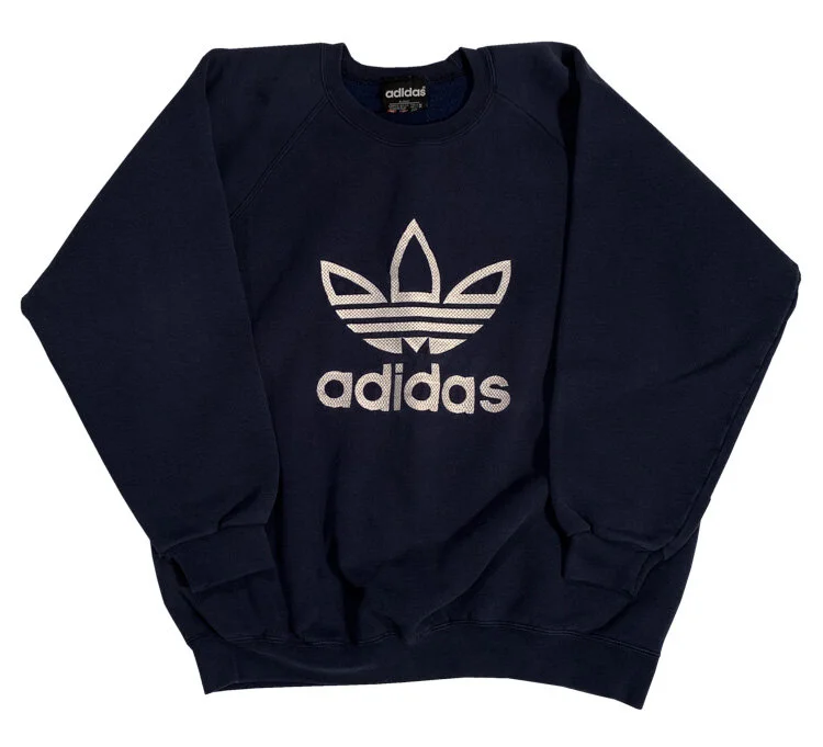 Vintage 90s Adidas Trefoil navy / White Sweatshirt.