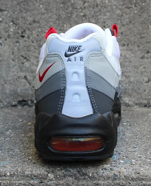 Nike Air Max 95 black, varsity red, neutral grey.