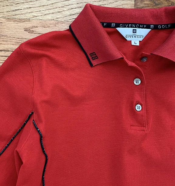 Women'‘s Vintage Givenchy Golf red and black long sleeve rugby.