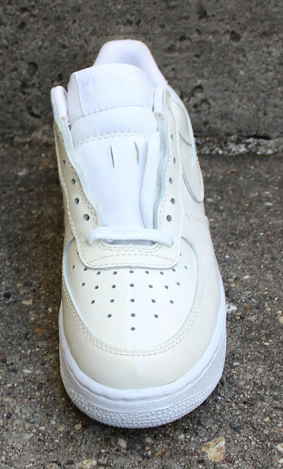Kid's Nike Air Force SC White White Patent Leather (Size