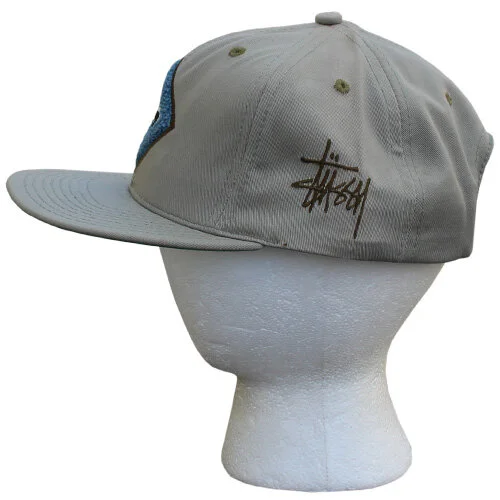 Vintage 90s Stussy S Logo Khaki Snapback.