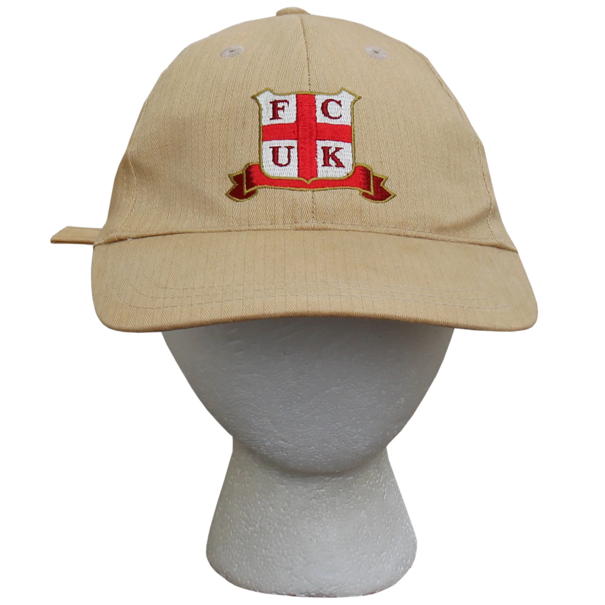 Vintage French Connection tan and red strapback.