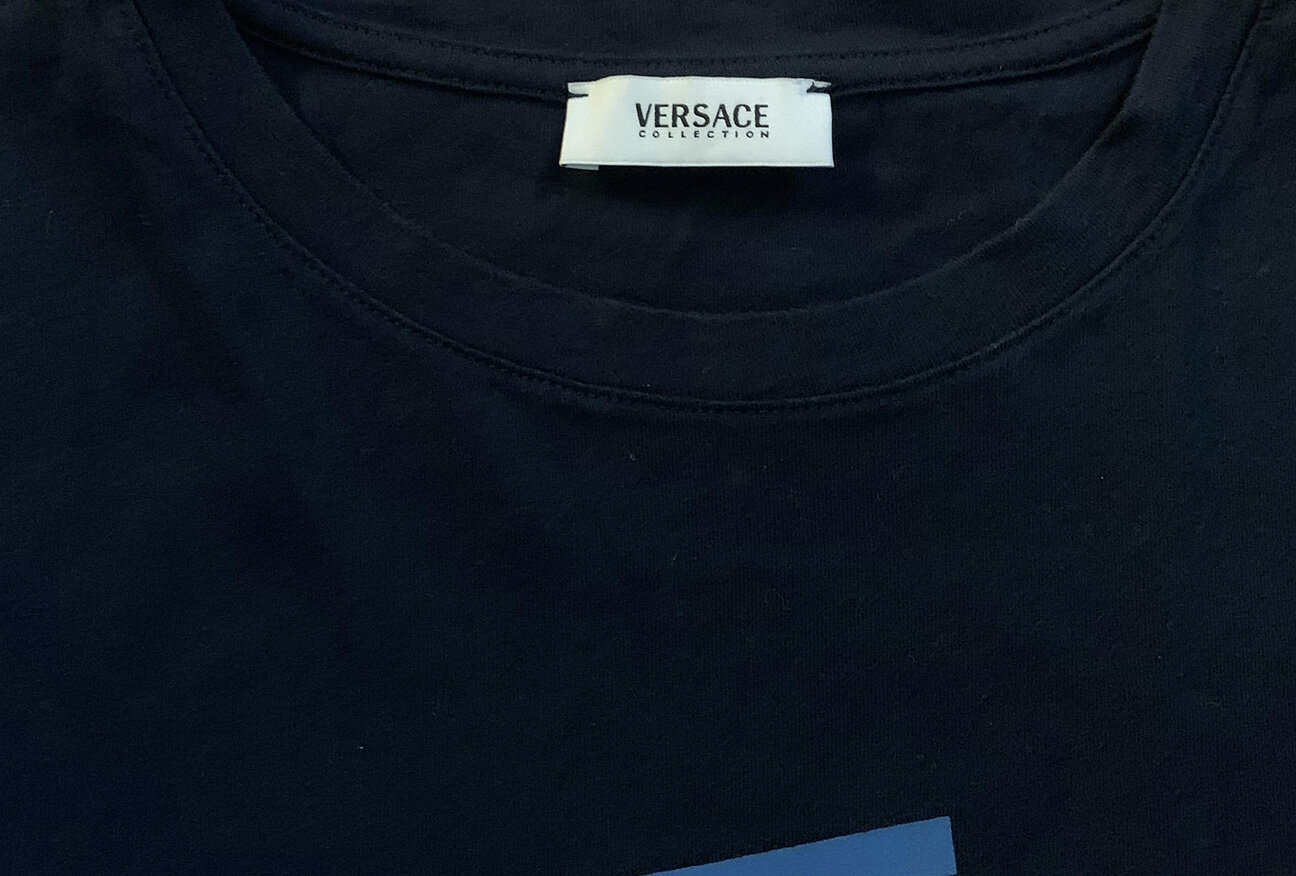 Versace Collection Swirl Logo Navy T 