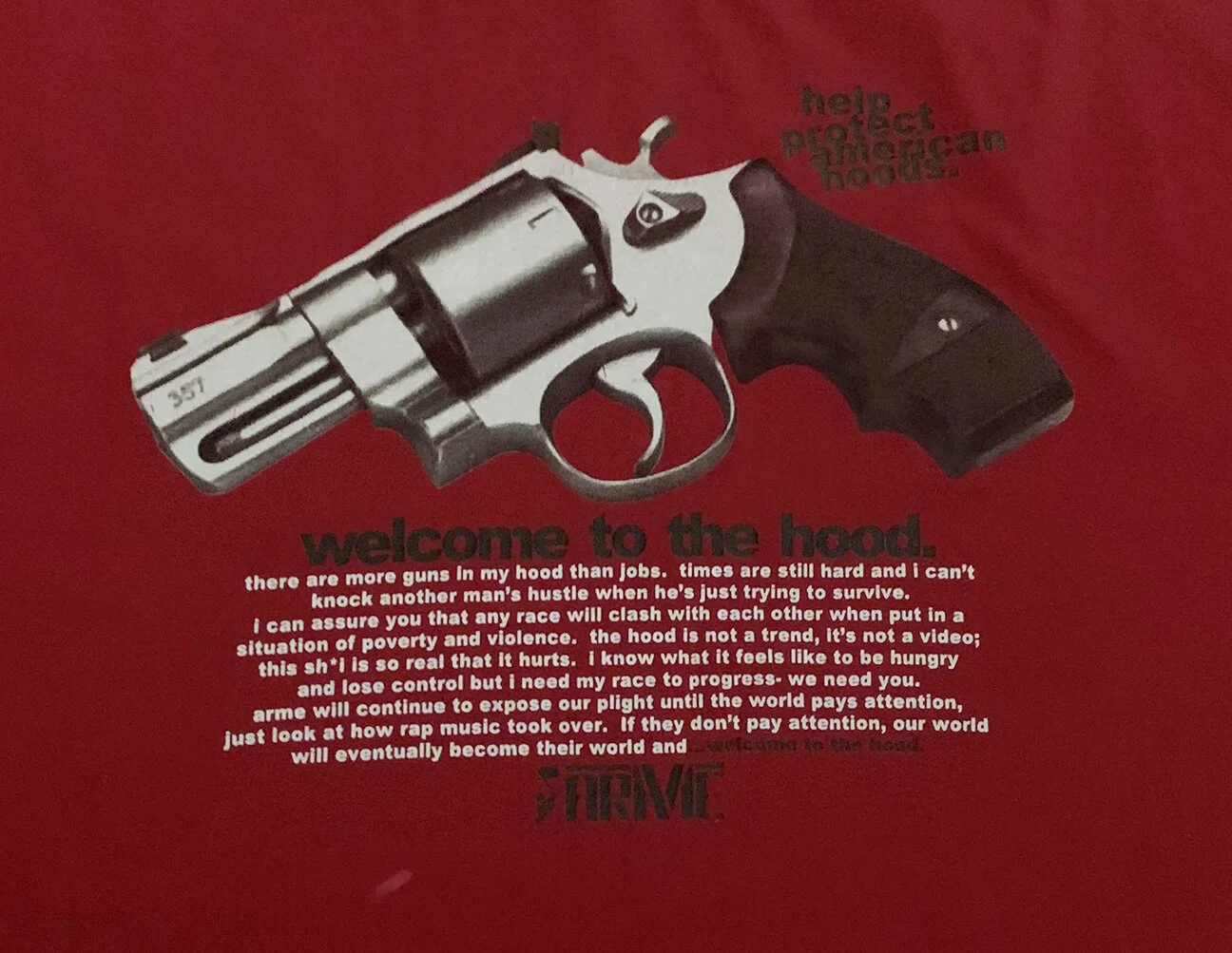 Vintage Arme Welcome To The Hood T Shirt (Size XXL, Fits Long 