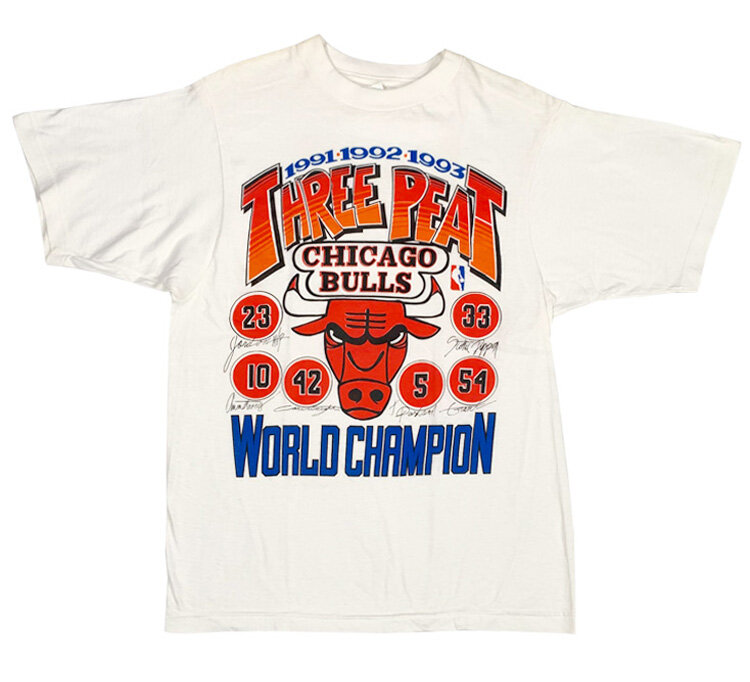 Vintage Chicago Bulls 3 Peat Champions Bootleg 90's t-shirt
