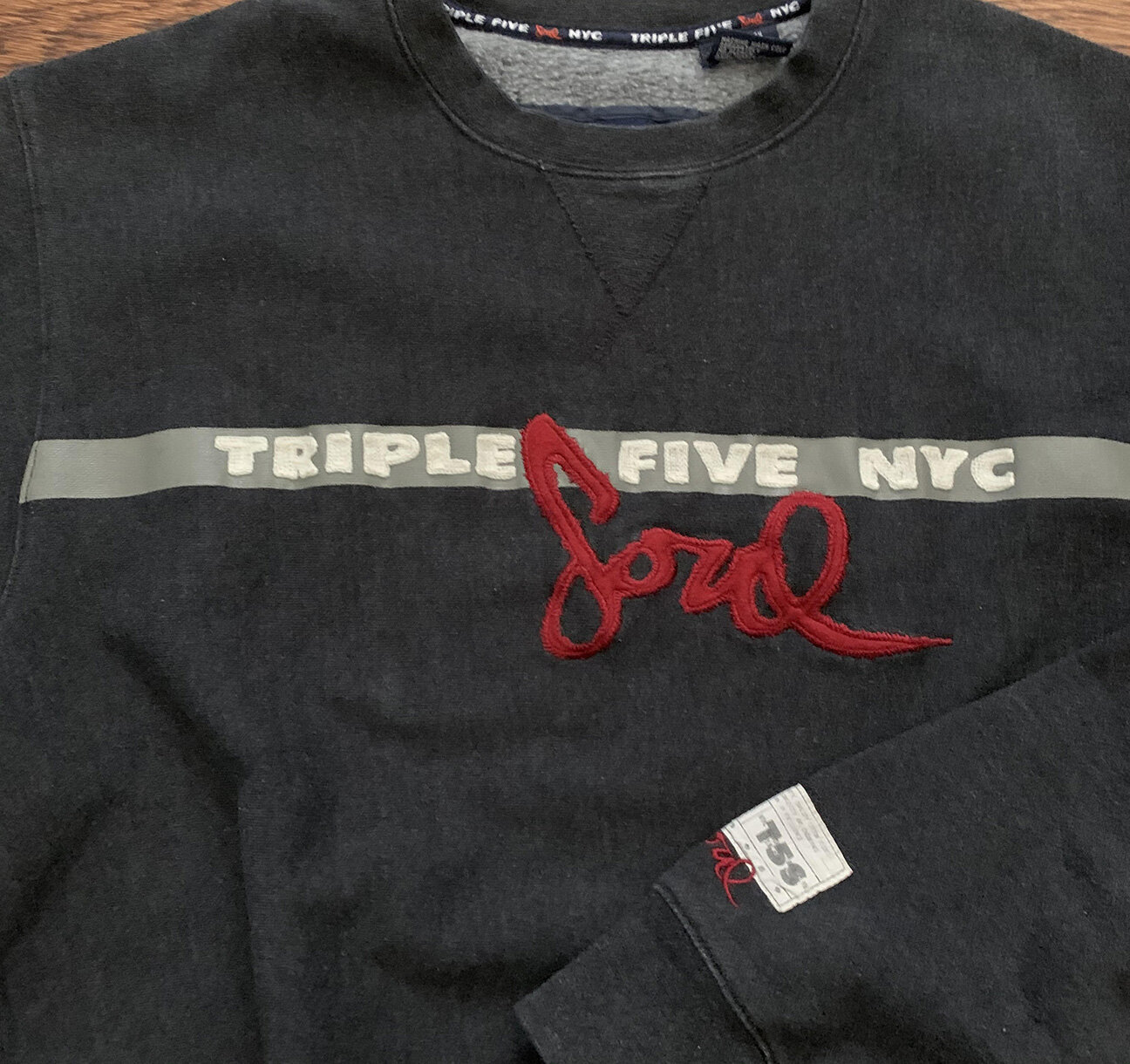 Vintage Triple 5 Soul Charcoal Grey Logo Crew Neck Sweatshirt (Size L ...