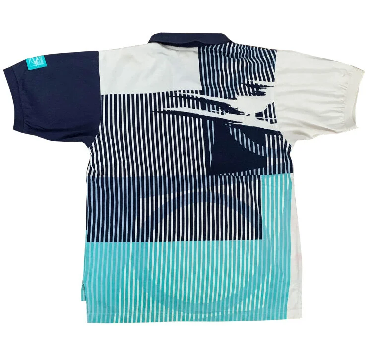Vintage 90s Nike Challenge Court blue striped polo.
