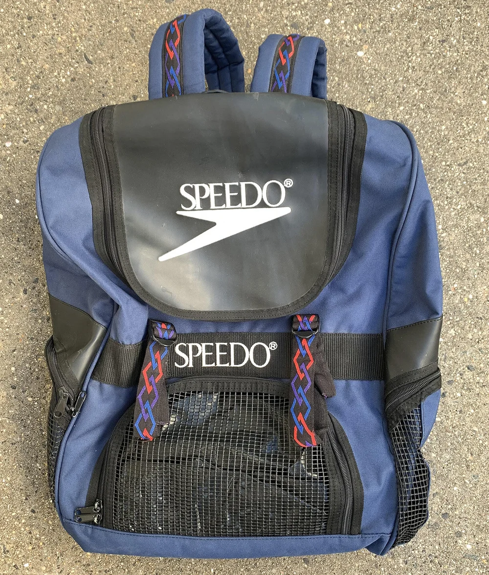 Vintage 90s blue and black Speedo backpack Vintage Speedo Large Blue Backpack Book Bag Swim Bag Sports  main image 2