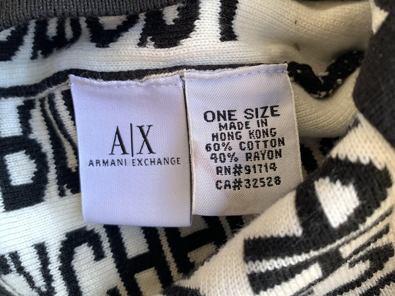 Vintage 90s Armani Exchange spell out black and white beanie