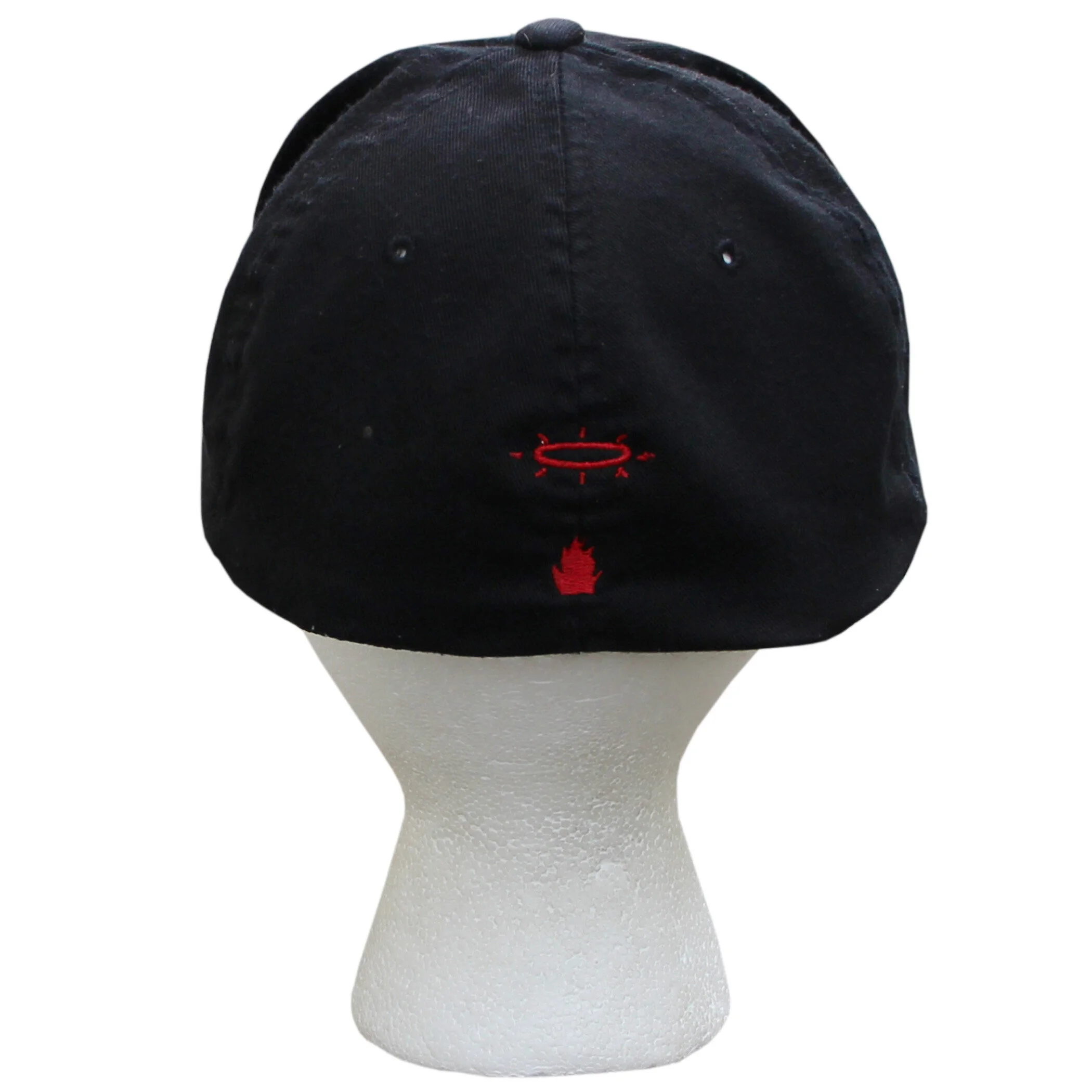 Vintage 90s Heaven Or Hell black and red fitted hat.