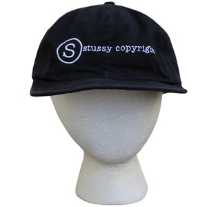 Vintage Stussy Copyright Black Stretchback Hat — RootsBK