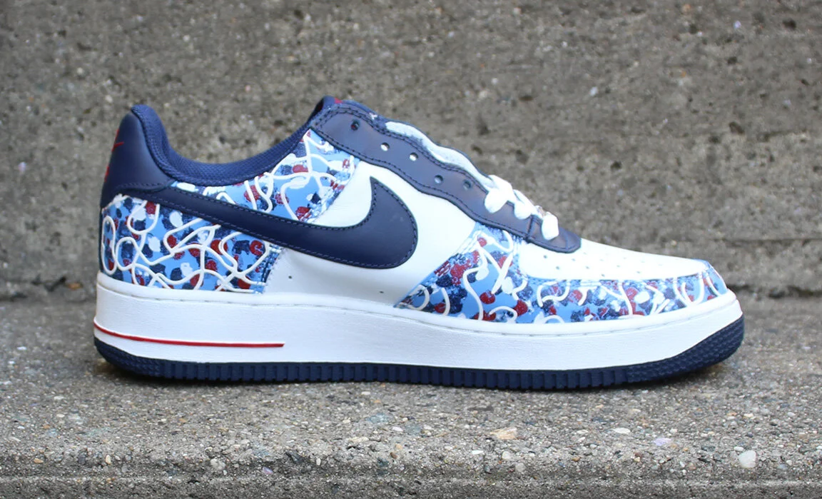 Nike Air Force 1 white, midnight navy and varsity red
