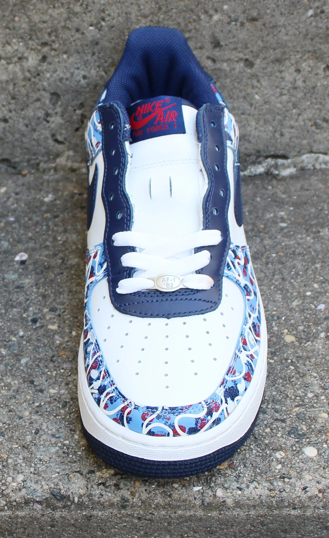 Nike Air Force 1 white, midnight navy and varsity red