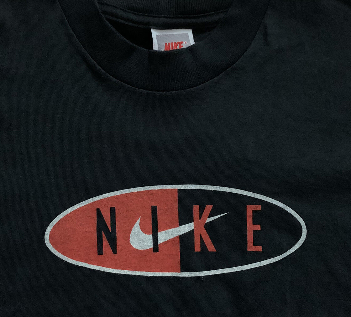 Nike Just Do It Logo T-Shirt Mens Size Medium - Black Tee w/ American Color  Logo