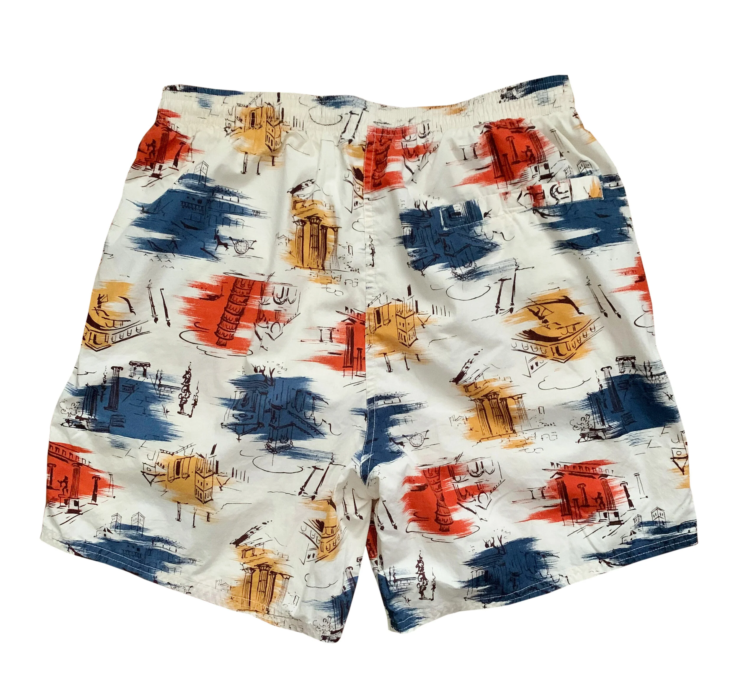 Vintage 90s Eddie Bauer Italy Print Swim Trunks