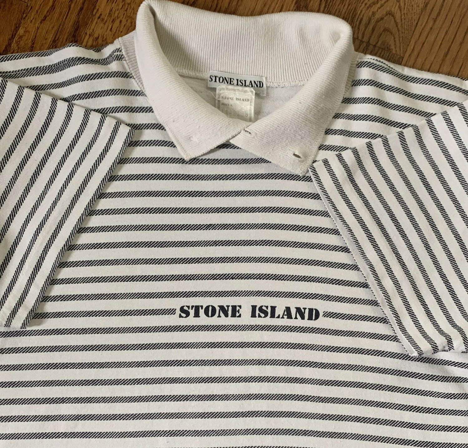 Vintage Stone Island Navy Striped Rugby (Size S) — RootsBK