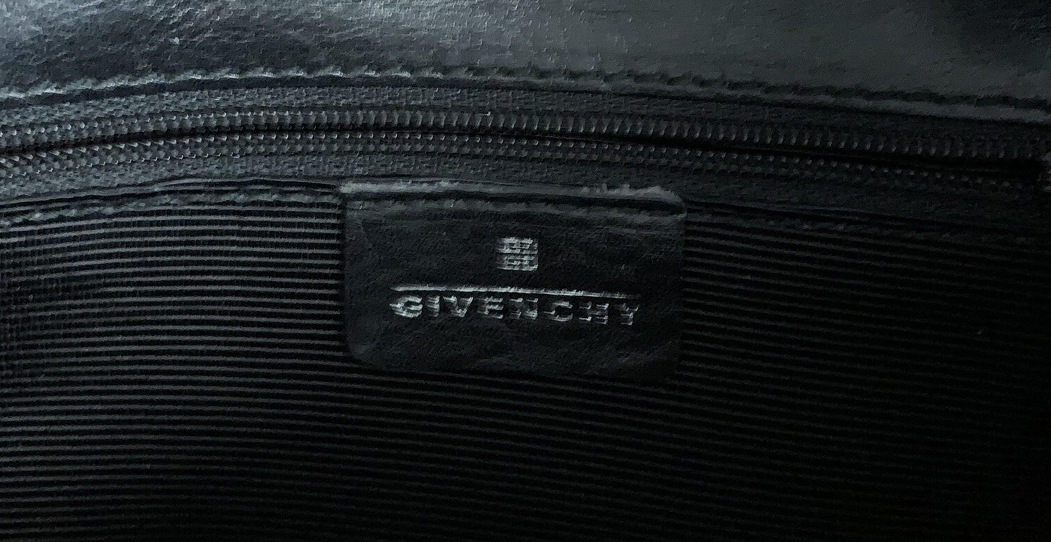 Givenchy Paris Vintage Black Classic Gold Laurel Leaf Emblem  Shoulder/Handbag