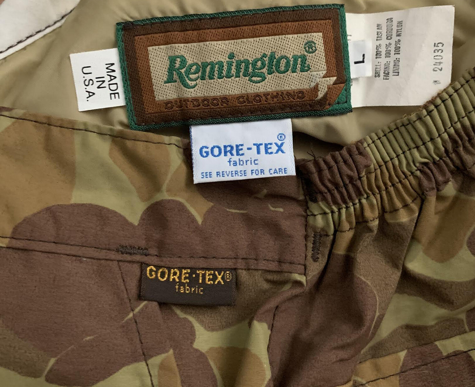Vintage Remington Duck Camo Gore-Tex Pants (Size L) — Roots