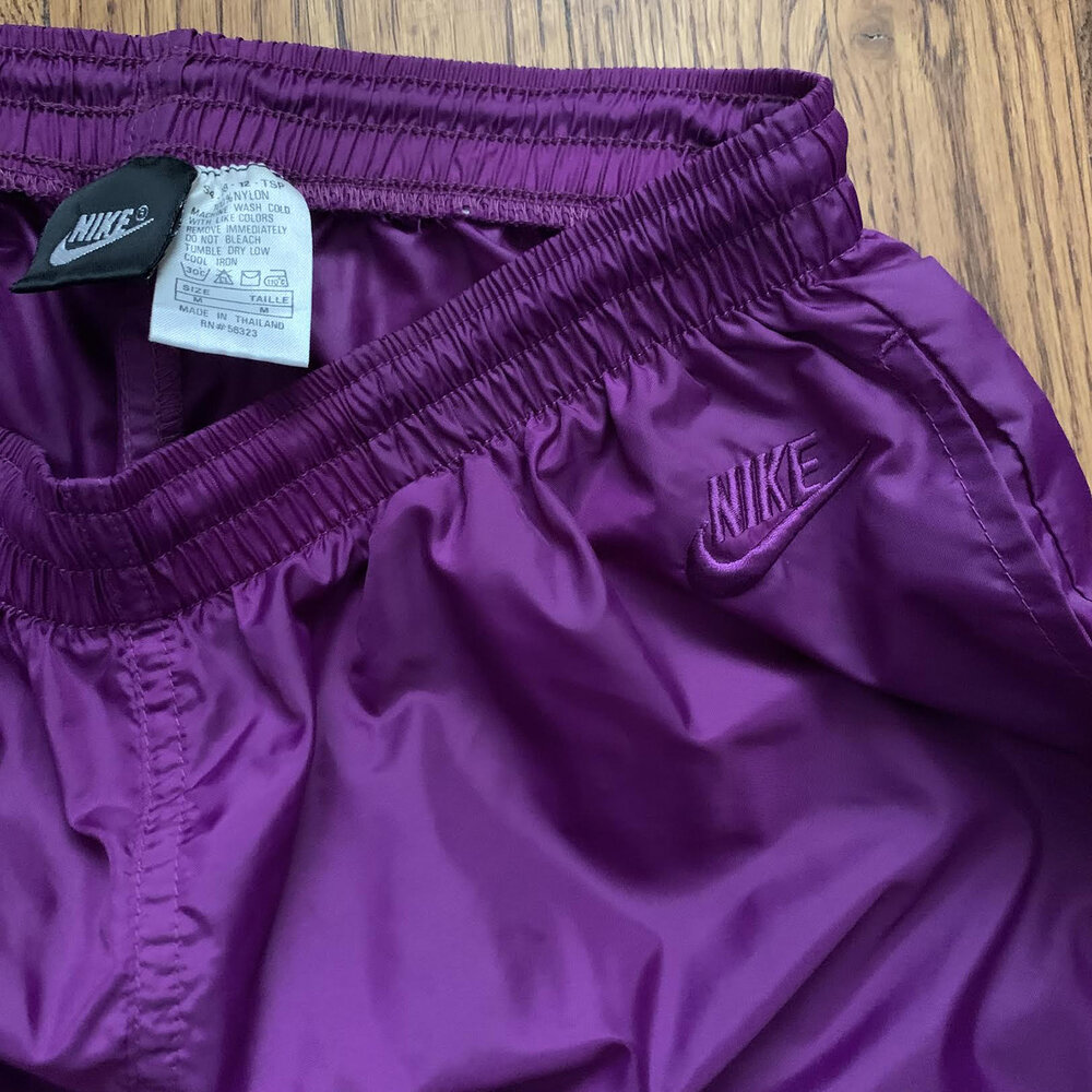 Vintage 90s Nike Windbreaker Tracksuit Pants Purple/Green/Teal Silver Tag
