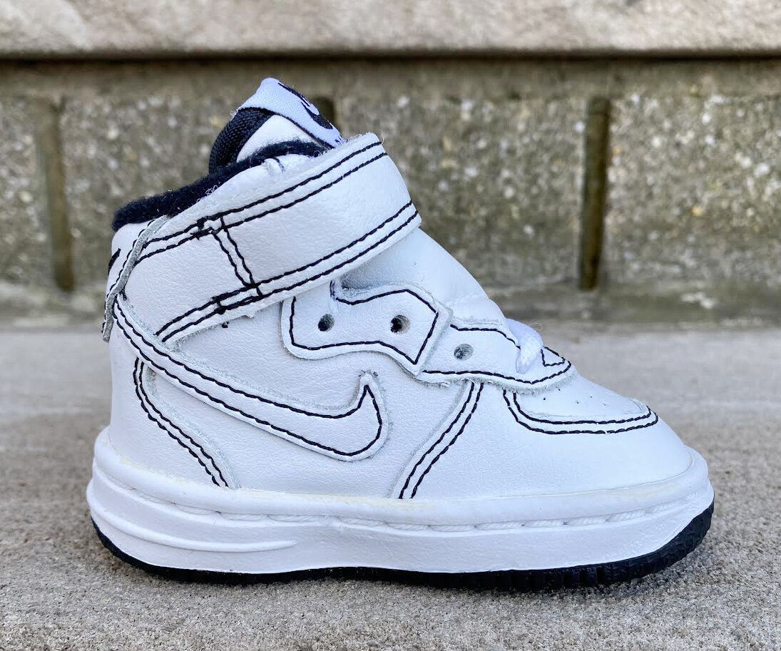 Baby Nike Air Force 1 Mid White / Black (Size 2c) — Roots