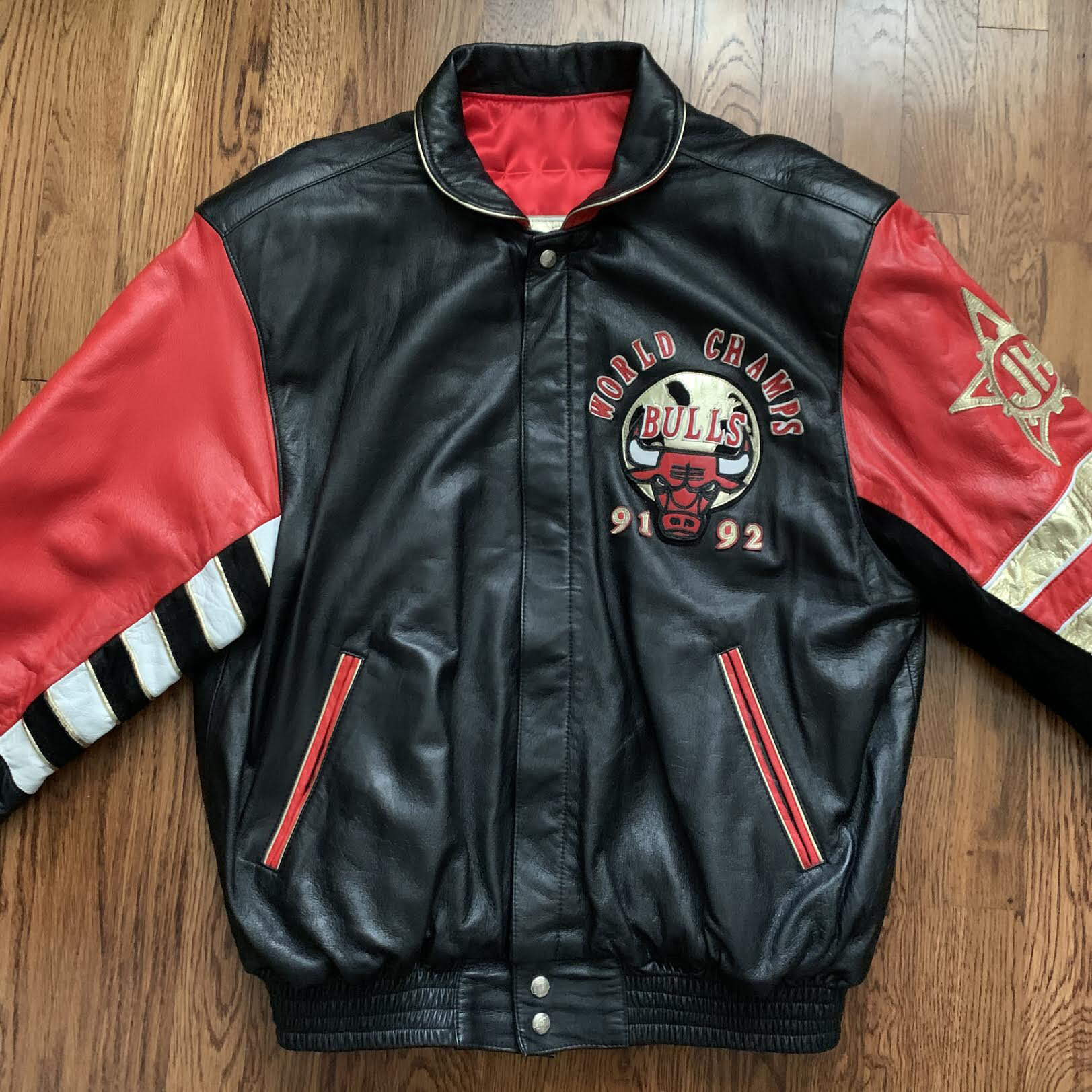 chicago bulls championship leather jacket