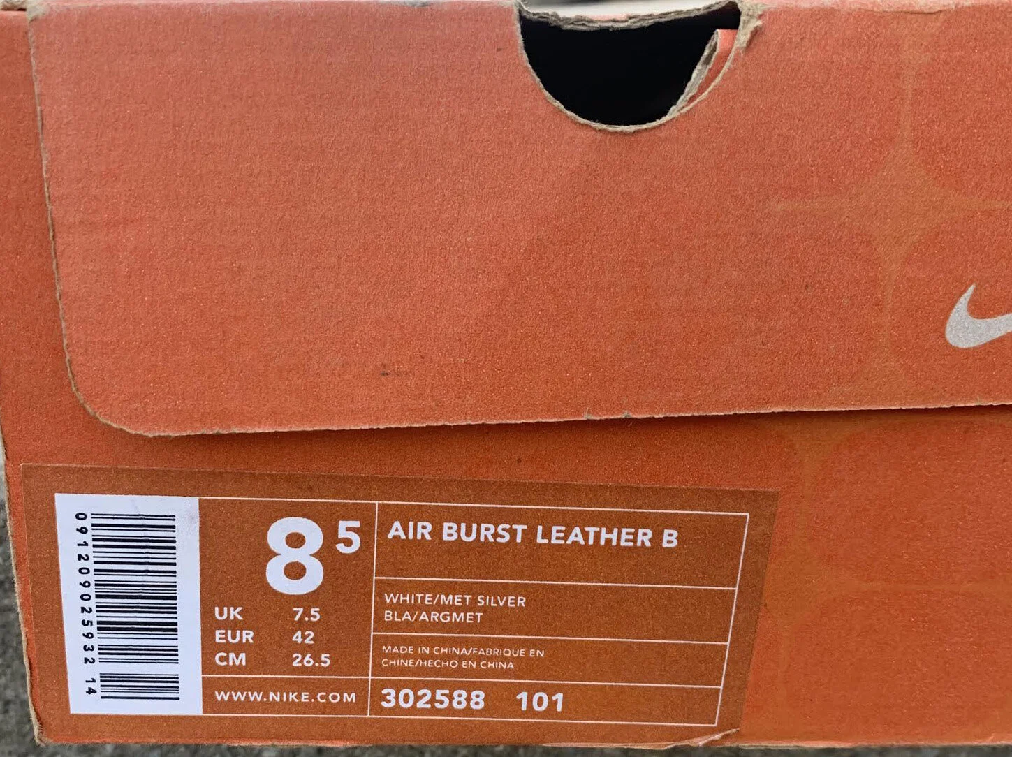 Nike Air Max Burst Leather B White / Silver (Size 8.5) DS — RootsBK