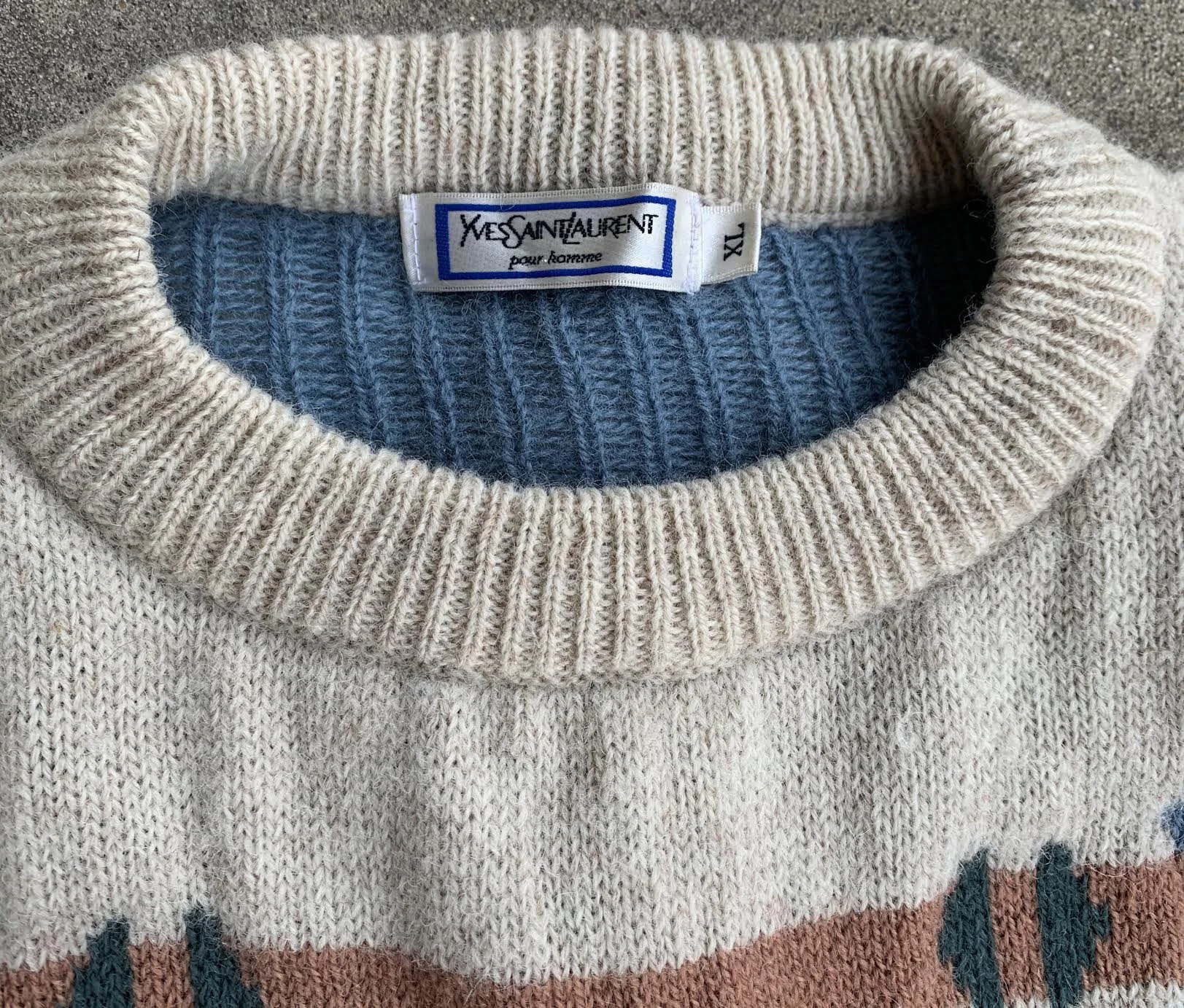 Vintage 90s Yves Saint Laurent Aztec Pattern Wool Sweater