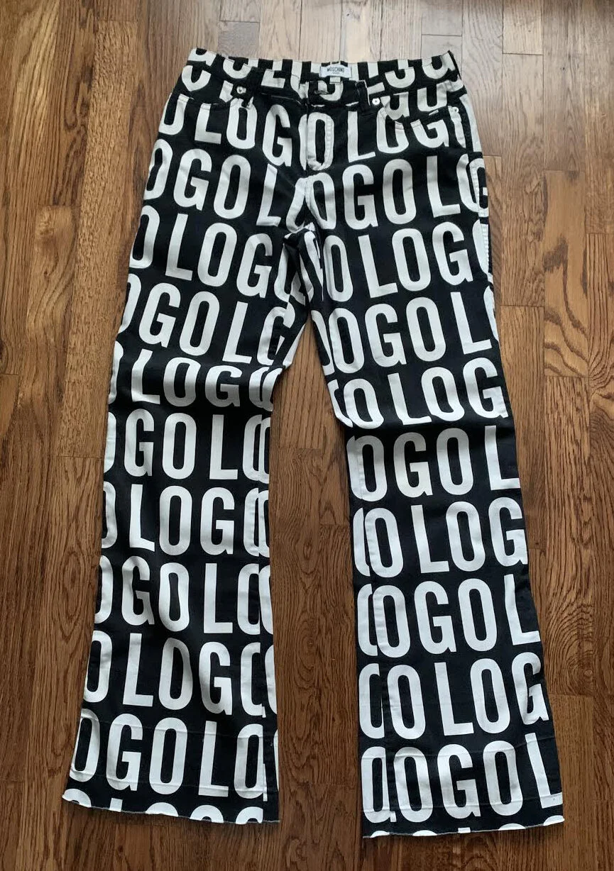 Vintage Moschino Logo Flare pants.