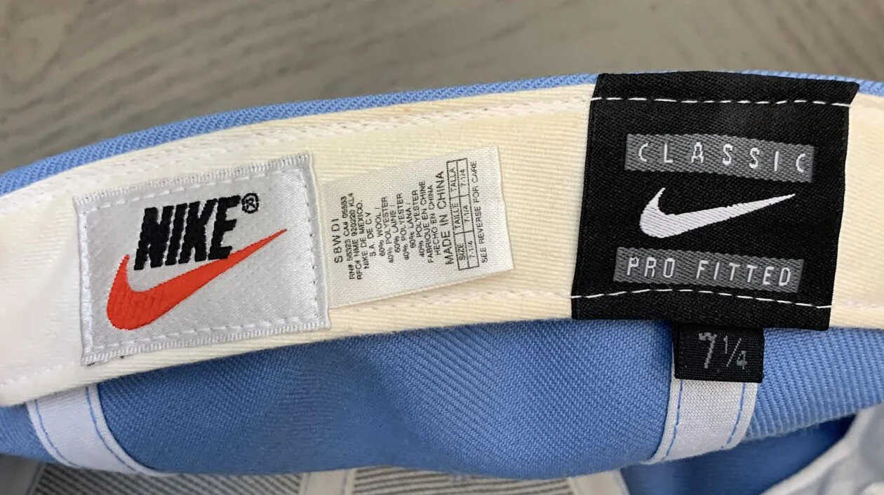 Vintage Nike Baby Blue / White Swoosh Fitted Hat