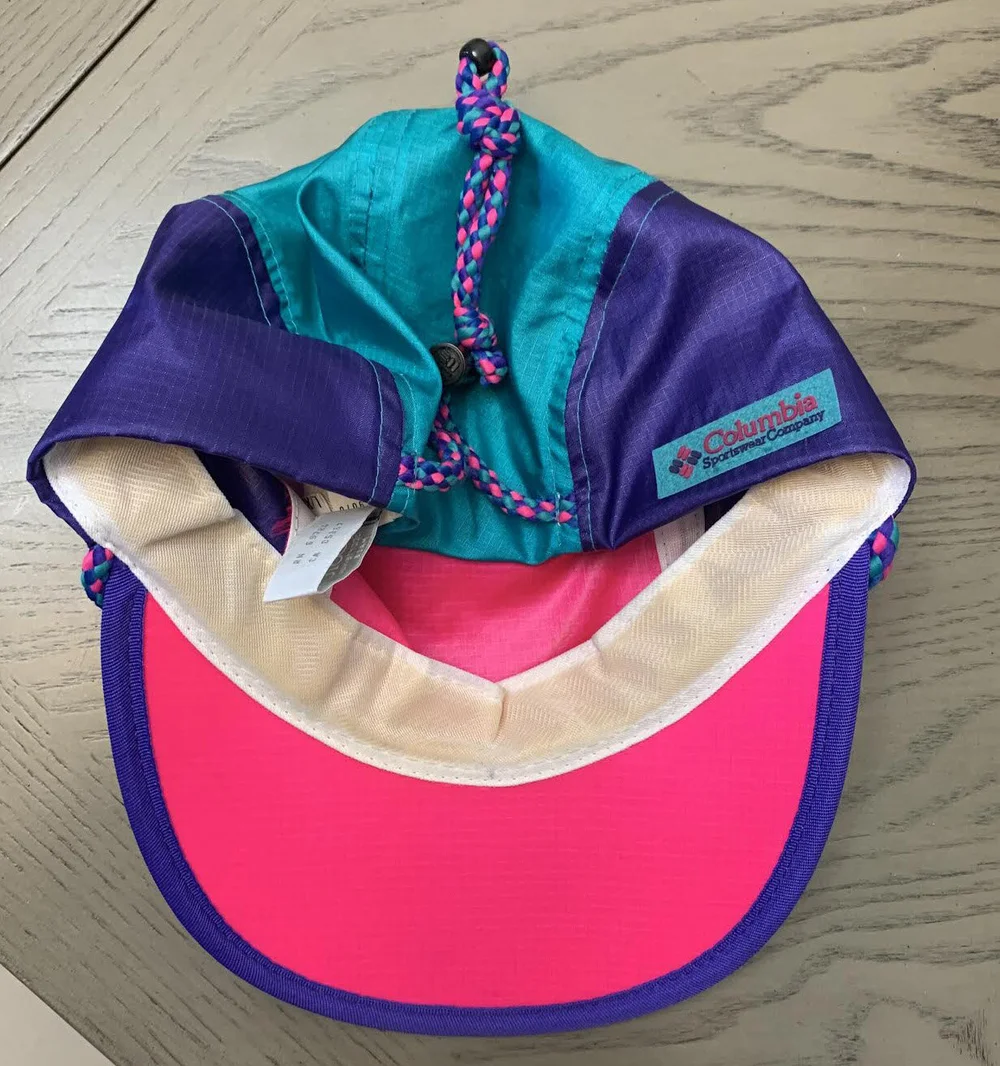 Vintage Columbia Colorful Purple Turquoise Pink Drawstring