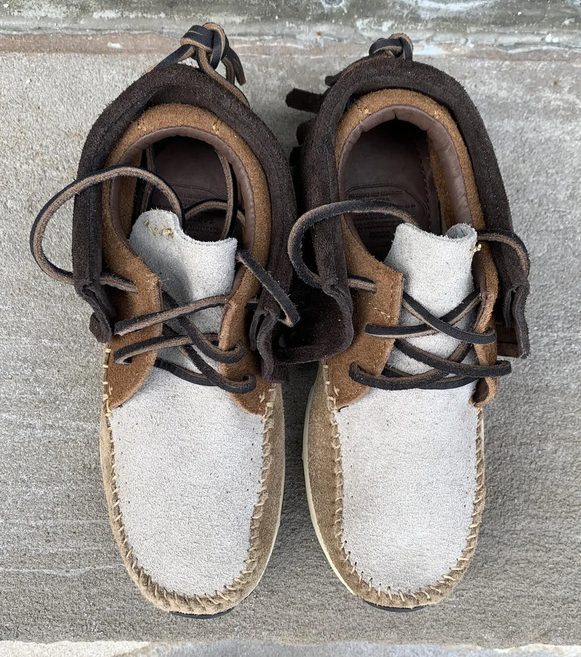 Women’s Visvim FBT Shaman Brown and tan.