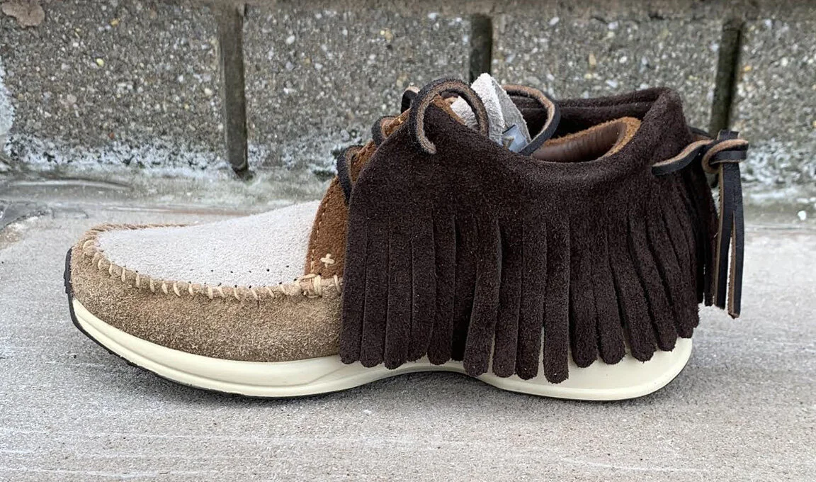 Women’s Visvim FBT Shaman Brown and tan.