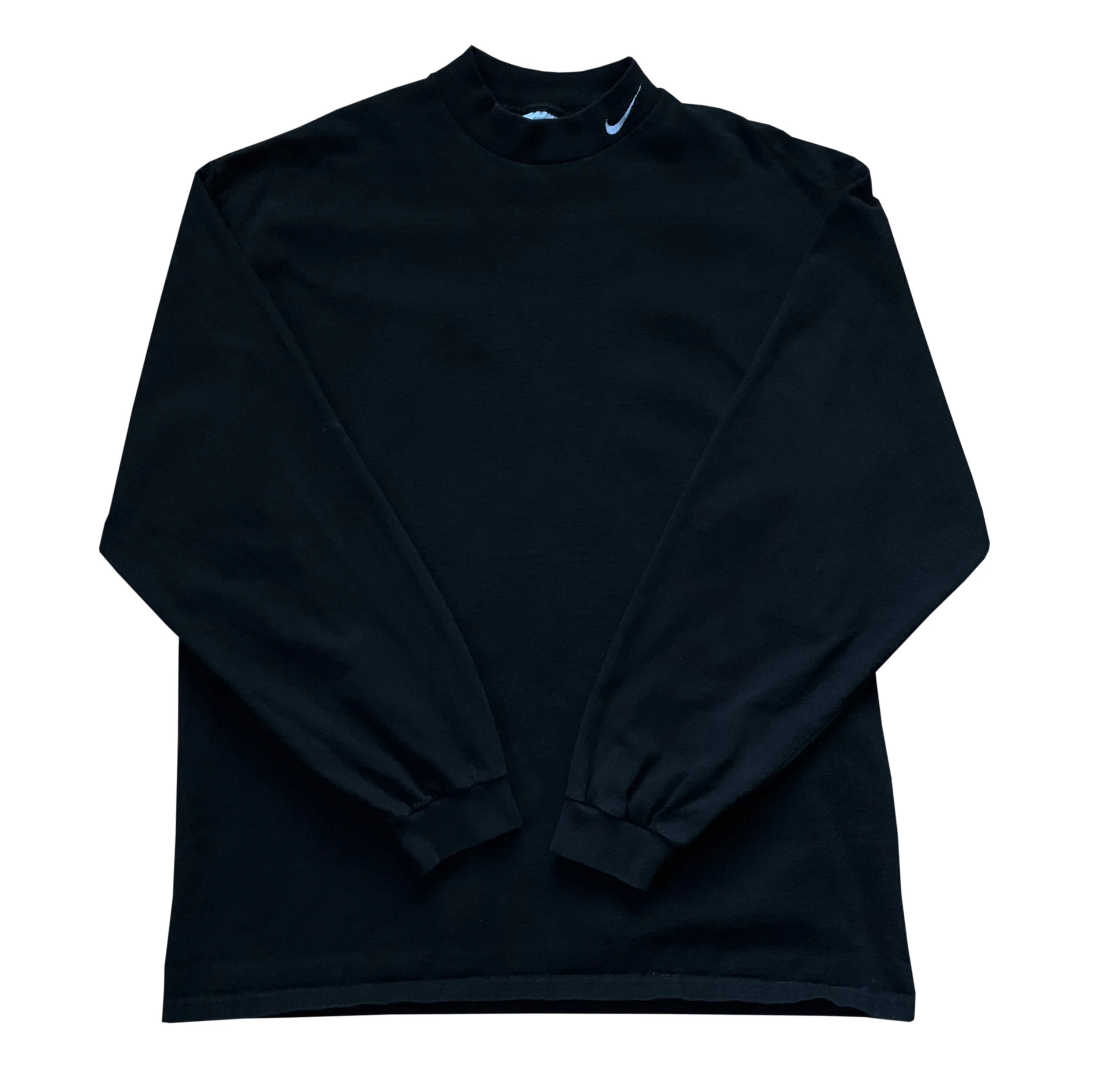 Vintage 90s Nike Swoosh Black and white mock neck shirt