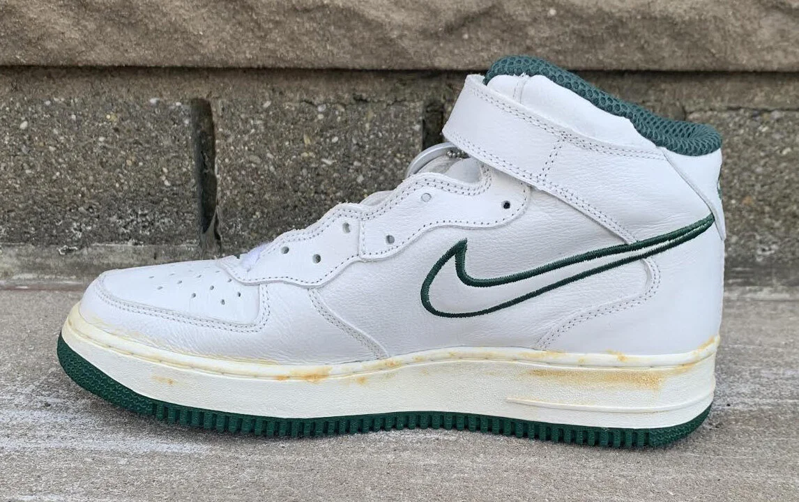 Nike Air Force Mid White Deep Forest (Size DS Yellowing