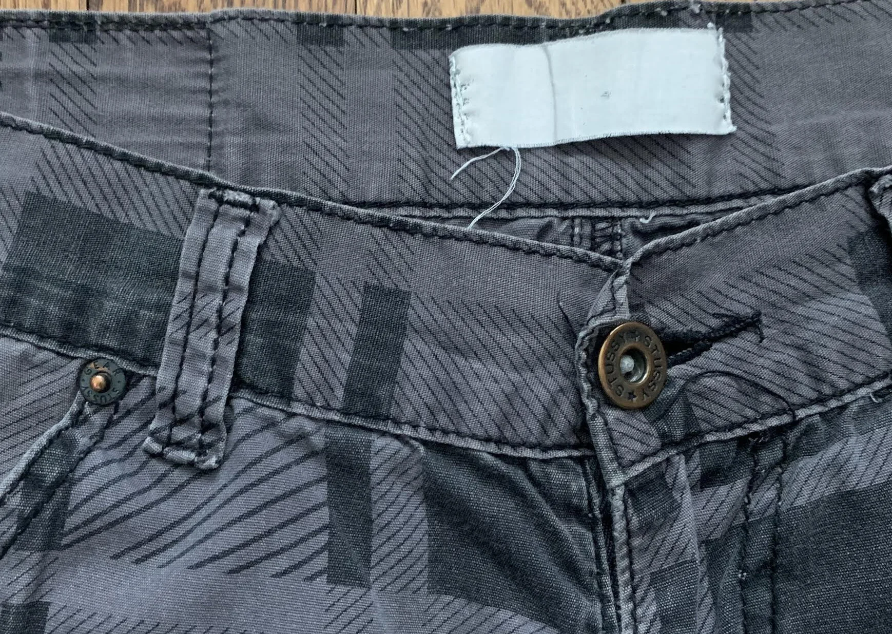 Vintage Stussy Grey and black plaid shorts