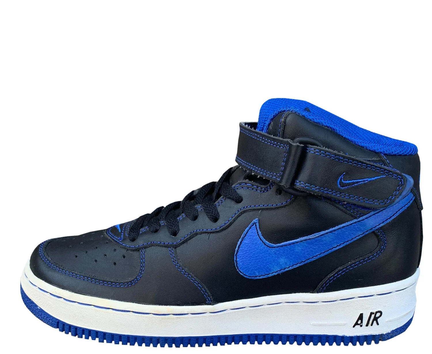 Nike Air Force Mid Black Royal (Size 8) Right Foot Yellowed DS
