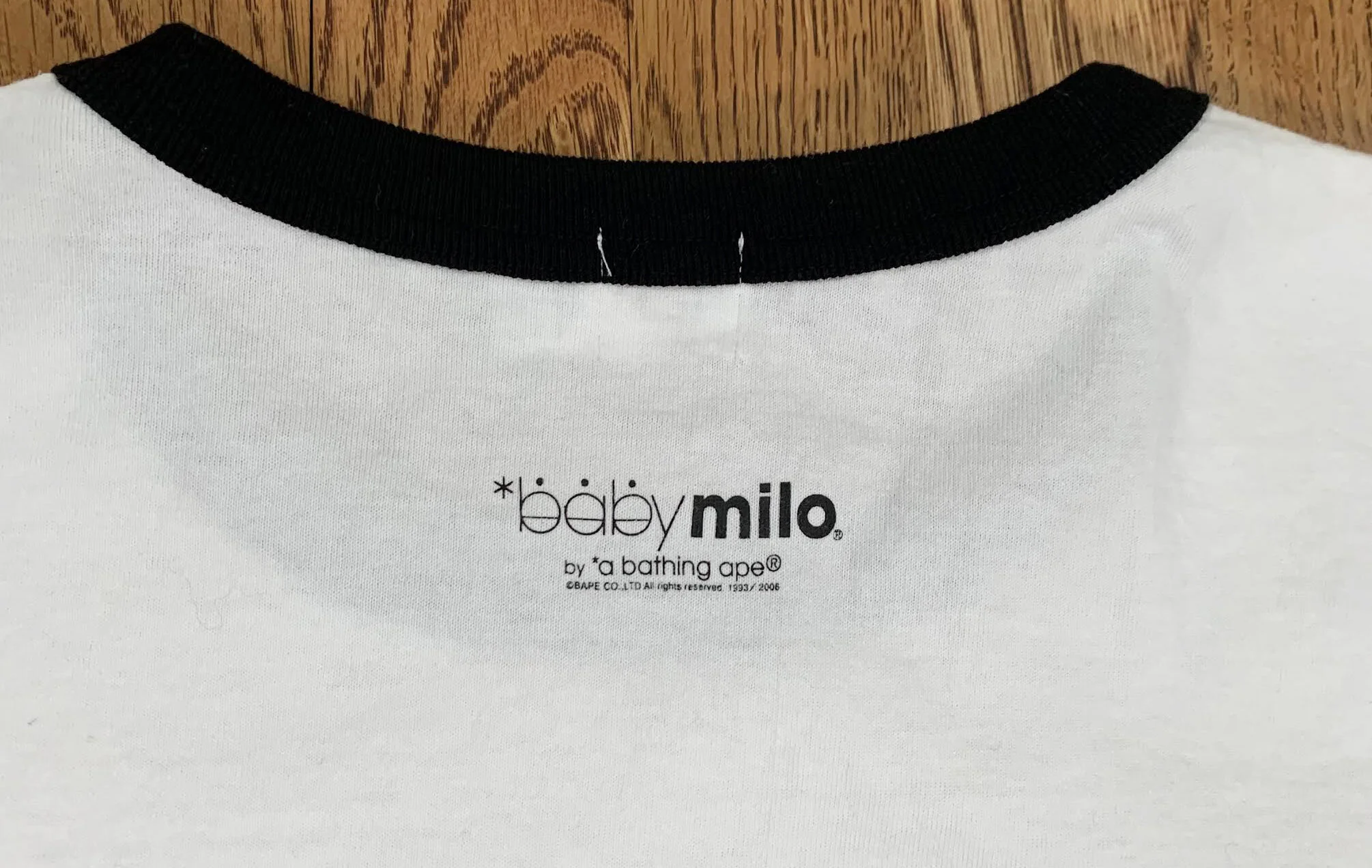 A Bathing Ape Baby Milo ringer T Shirt.