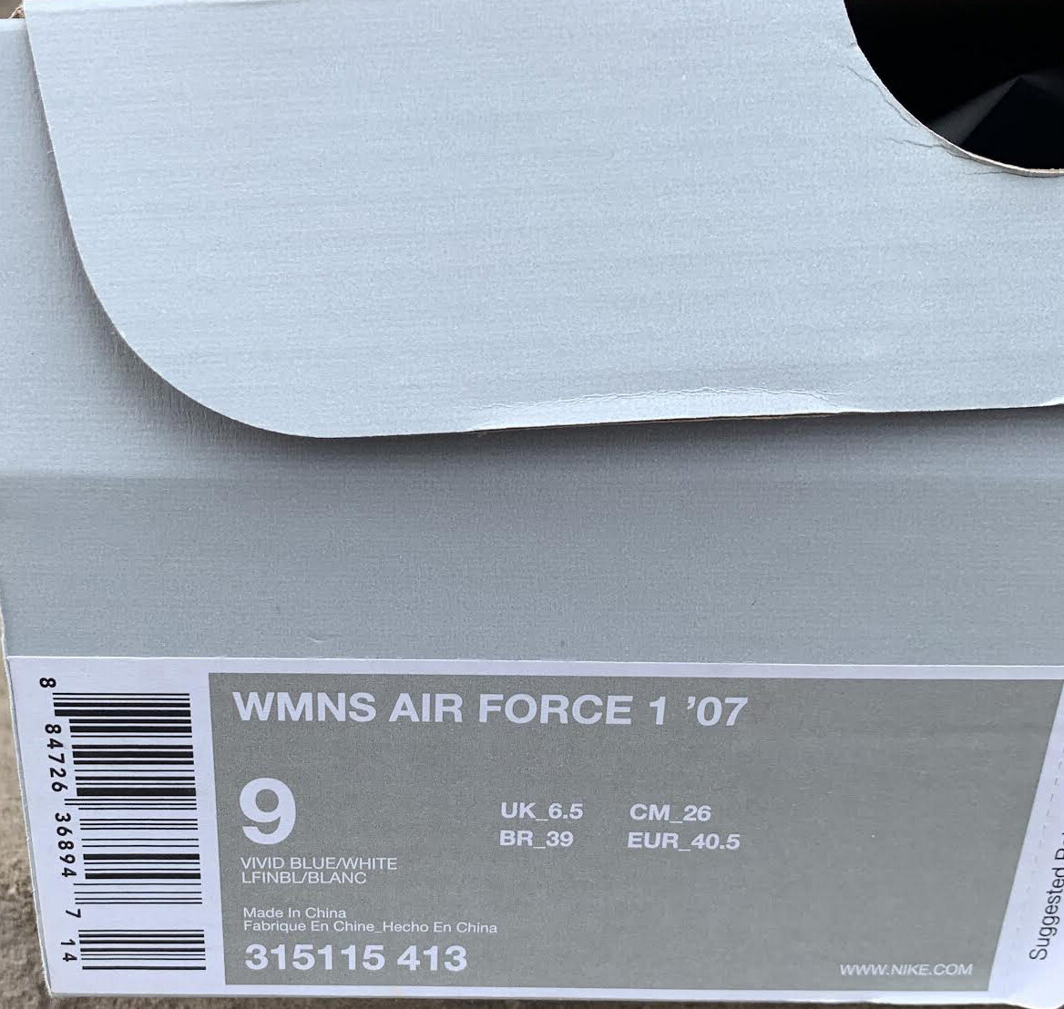 white air force 1 box