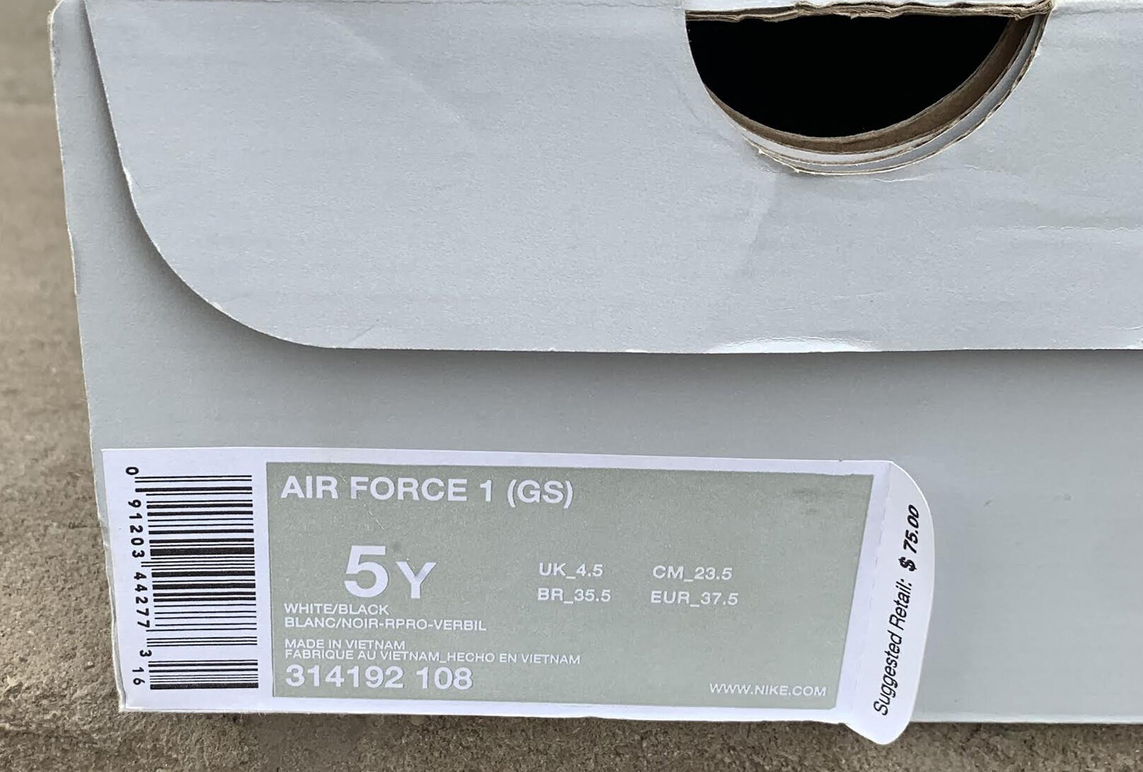 Kids Nike Air Force 1 Low White and Black